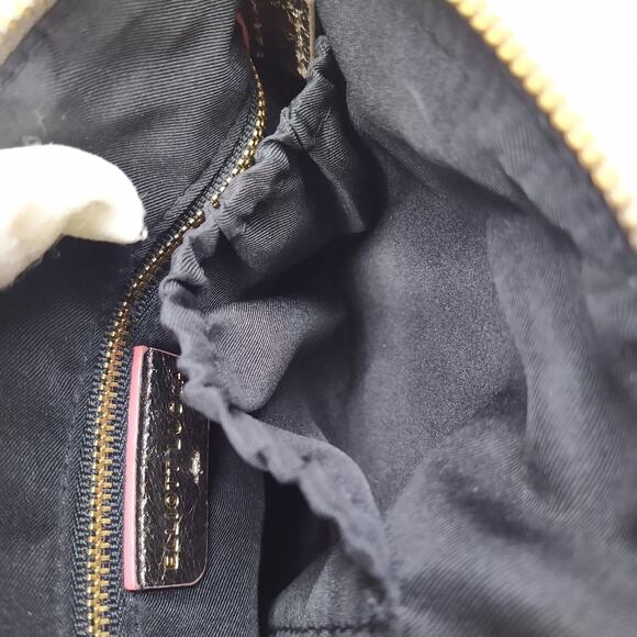 Elliott Lucca Metallic Gold Leather Zipper Closure Small Crossbody Bag - Picture 14 of 16